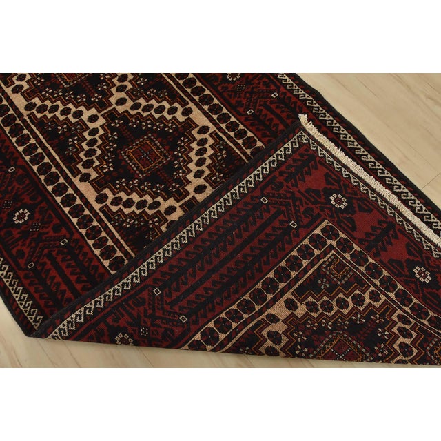Baloch Rug 3’5” X 6’6” Beige Wool Vintage Tribal Hand-Knotted Oriental Carpet For Sale - Image 11 of 12
