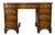 Vintage Queen Anne Style Burl Walnut Writing Desk With Serpentine Front and Leather Top For Sale