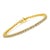 Elegant and timeless, this gorgeous 14 karat yellow gold plated 92.5% sterling silver tennis bracelet features 8.0 carat...
