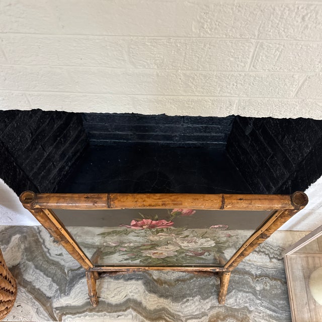 Early 20th Century Late Victorian Bamboo and Painted Glass Firescreen For Sale - Image 9 of 11
