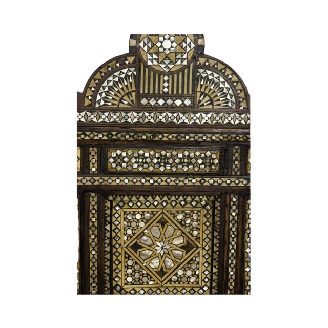 Moroccan 1920s Pair of Chairs With Mother of Pearl and Bone Inlaid For Sale - Image 3 of 4