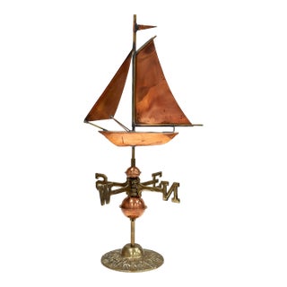 Vintage Copper and Brass Sailboat Weathervane For Sale