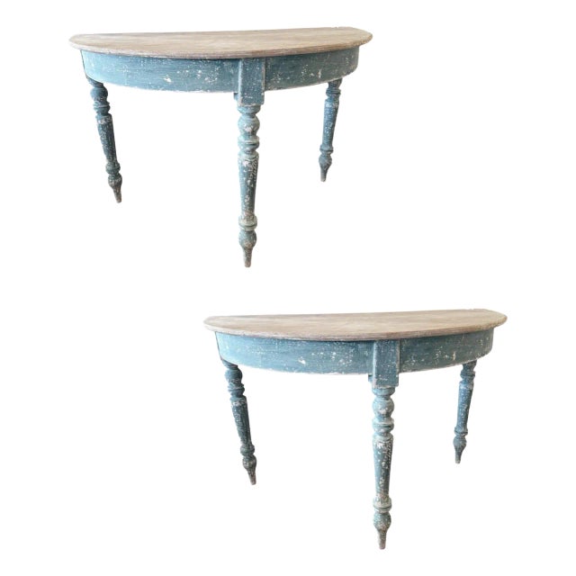 Mid 1800s Antique French Demilune Pair For Sale