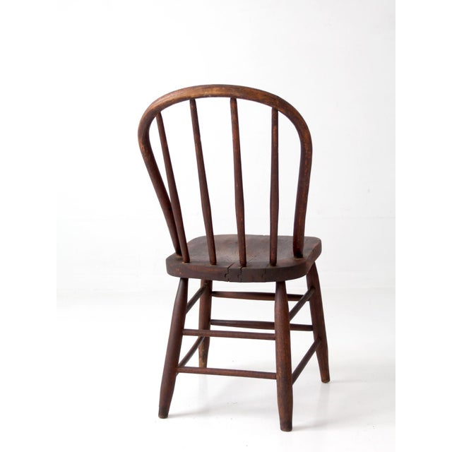 Antique American Windsor Bow Back Spindle Chair For Sale - Image 9 of 17