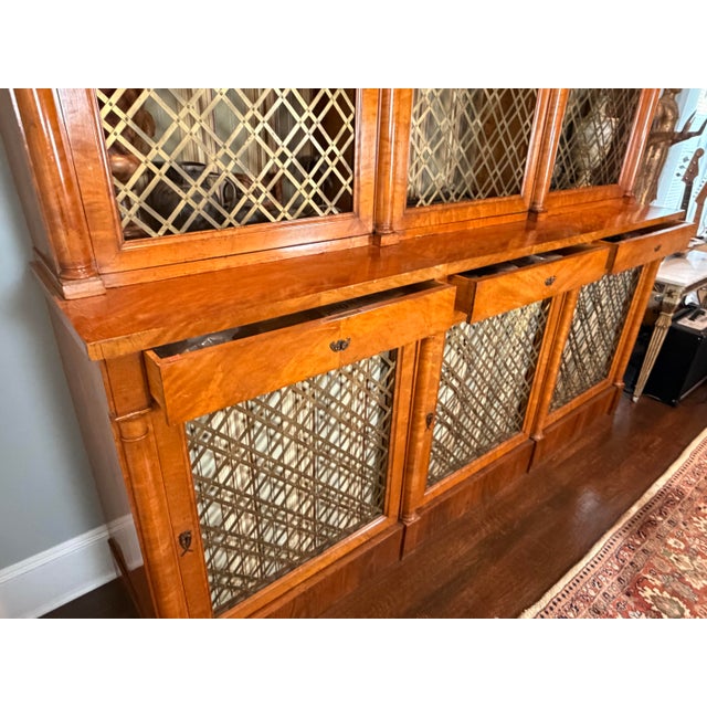 Biedermeier Austrian Biedermeier Figured Maple & Brass-Grille Bookcase, Circa 1840 For Sale - Image 3 of 10