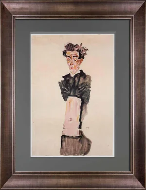 1960s Vintage Egon Schiele Signed "Self Portrait" Lithograph