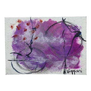 Late 20th Century Charcoal Abstract Drawing Signed Viggiani For Sale