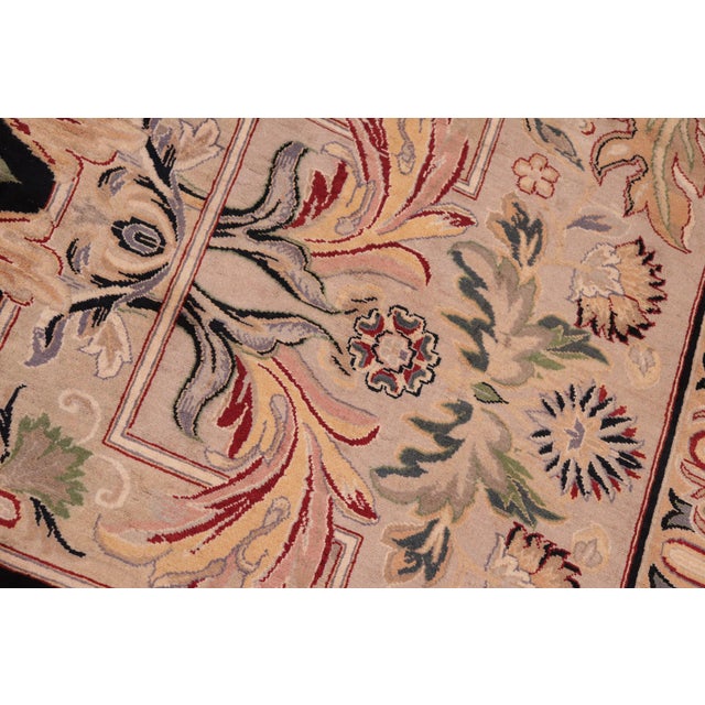 Art Nouveau Medallion 1990's Pak-Persian Black/Gray Wool Rug - 8'3'' X 10'3'' For Sale In New York - Image 6 of 9