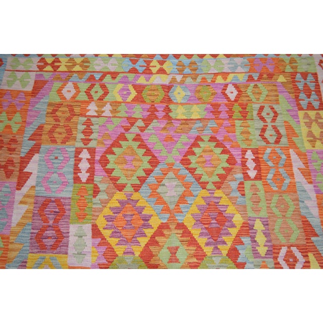 Shabby Chic Vintage Afghan Hand Made Wool Maimana Kilim,6'2"x8'1" For Sale - Image 3 of 4