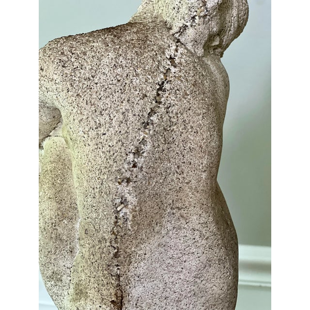 Antique Cement Garden Sculpture of a Woman in Thoughtful Pose For Sale - Image 9 of 12