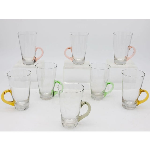 Set of Eight Vintage Hot Toddy Glasses With Colorful Handles For Sale - Image 4 of 9