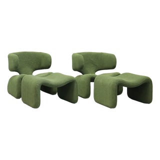 Jinn Armchairs and Ottoman by Olivier Mourgue for Airborne, 1965, Set of 4 For Sale