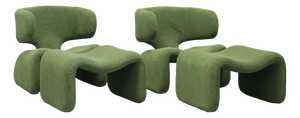 Jinn Armchairs and Ottoman by Olivier Mourgue for Airborne, 1965, Set of 4