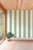 Textile Clubhouse Stripe Grasscloth Wallpaper by House Party | Trellis Green & White | 8 Yards For Sale - Image 7 of 9