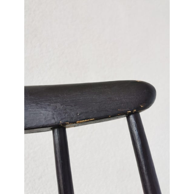 Vintage Scandinavian Black Beech Dining Chair in the style of Ilmari Tapiovaara, 1970s For Sale - Image 12 of 17