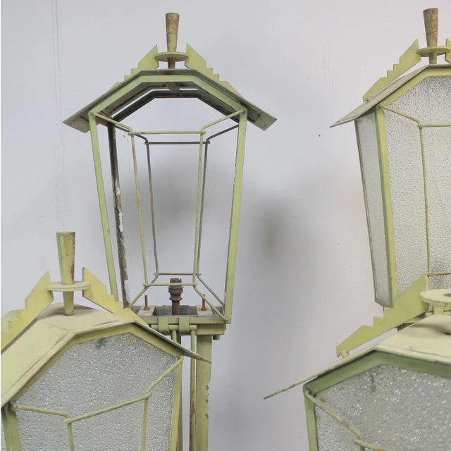 Green Art Deco Garden Lamp Game, 1930s, Set of 4 For Sale - Image 8 of 10
