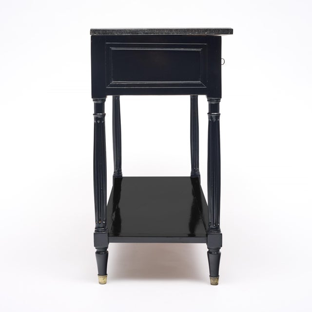 Wood Louis XVI Console Table, Ebonized Mahogany, Marble, French, 1800 For Sale - Image 7 of 9