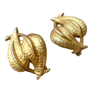 1950s Monet Gold Tone Clip Earrings
