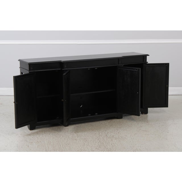 Traditional Ballard Designs Mirror Door Black Tv Console Cabinet For Sale - Image 3 of 16