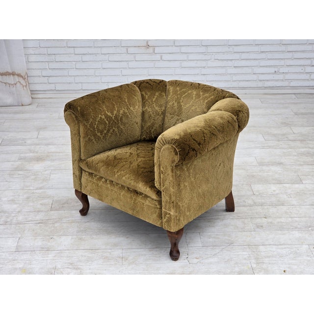 Danish Relax Chair in Velour and Beech, 1950s For Sale - Image 15 of 18
