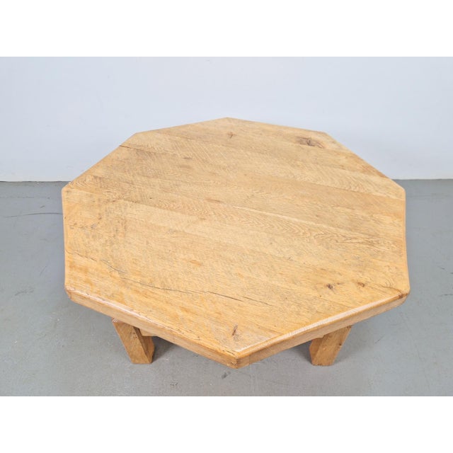 Rustic Brutalist Octagonal Oak Coffee Table by Pierre Chapo, 1960s For Sale - Image 9 of 11