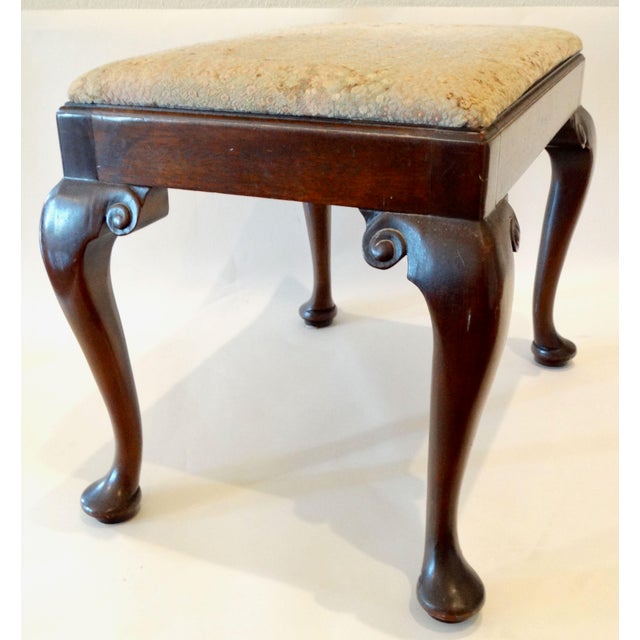 Wood Queen Anne Style Upholstered Mahogany Bench For Sale - Image 7 of 12