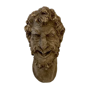 Large Art Deco French Plaster Head of a Satyr, 1930s