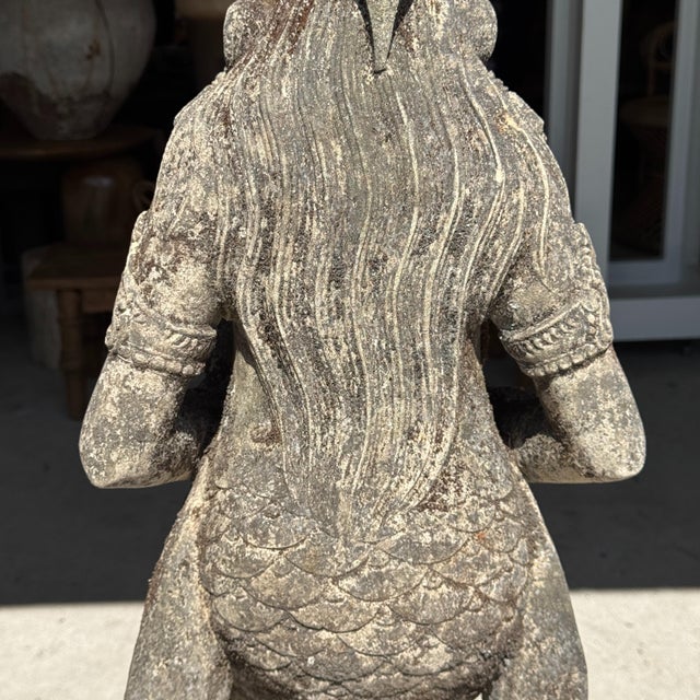 Unknown, Indonesian Shell Goddess Sculpture in Volcanic Limestone, 1980s, Stone For Sale - Image 10 of 11