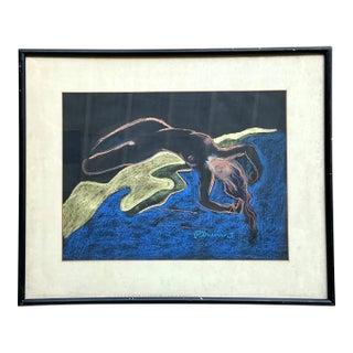Vintage Abstract Nude Pastel Drawing For Sale