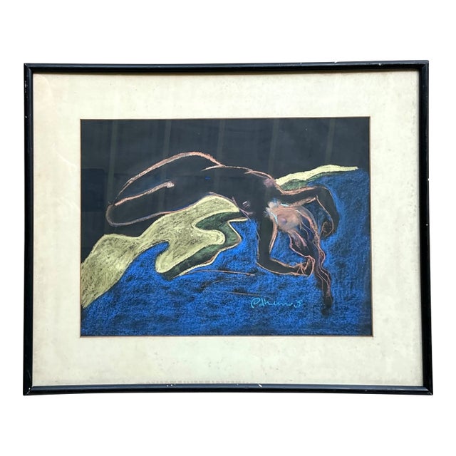 Vintage Abstract Nude Pastel Drawing For Sale
