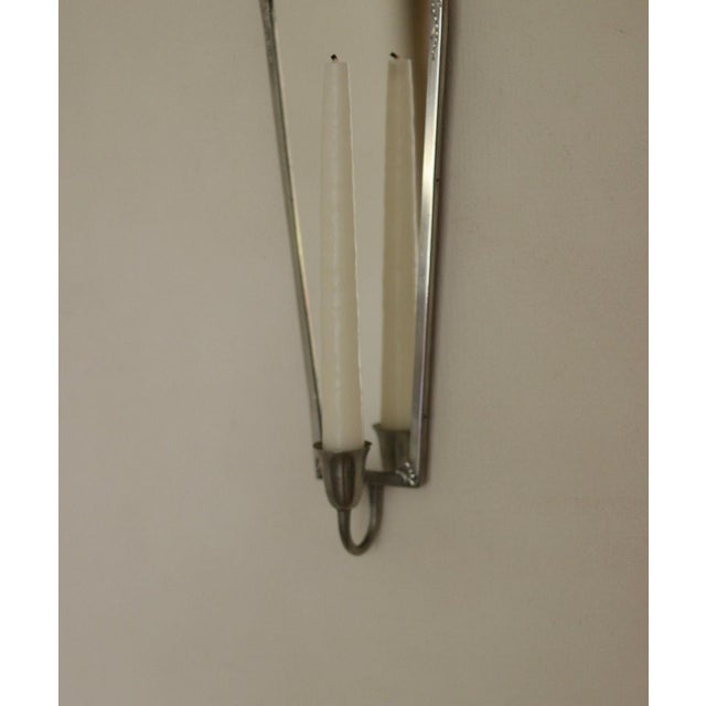 Mid-Century Swedish Pewter Sconces with Mirrors, Set of 2 For Sale - Image 15 of 18