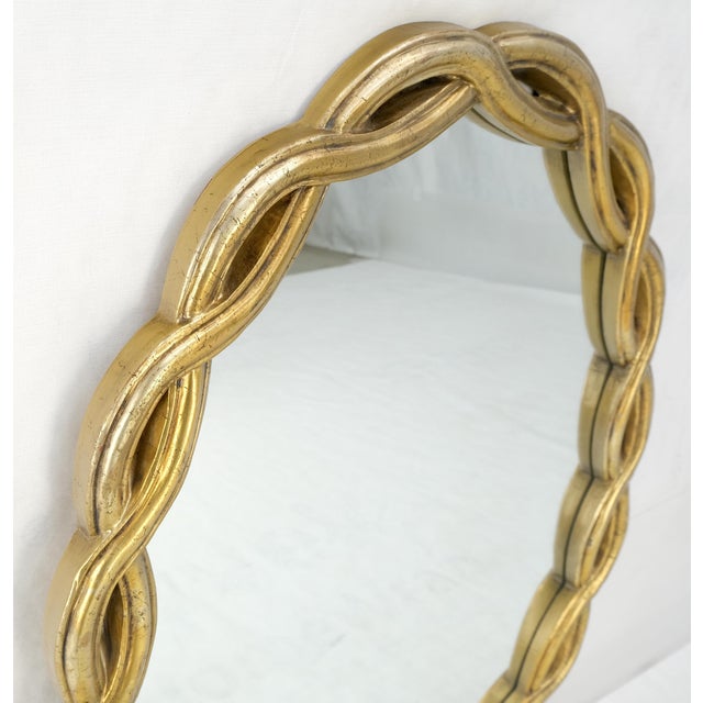 Mid-Century Modern Oval Gold Leaf Gilt Pie Crust Style Frame Wall Mirror Mid Century Modern MINT For Sale - Image 3 of 9