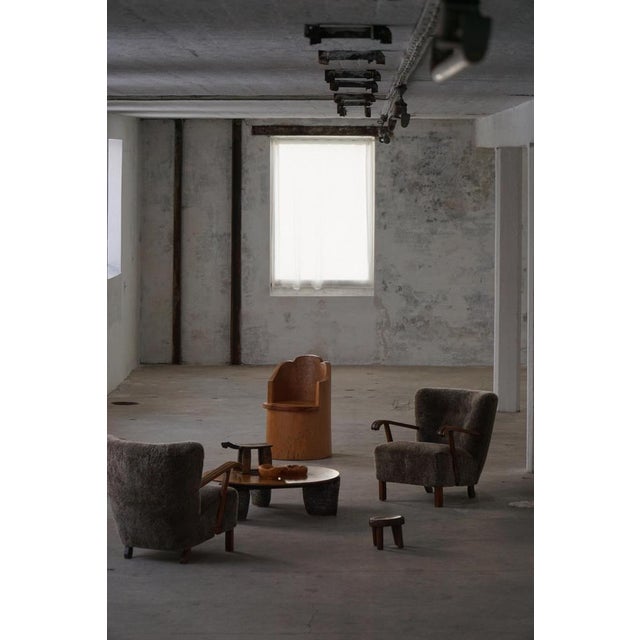 Mid-Century Modern Lounge Chairs in Beech and Lambswool, Denmark, 1950s, Set of 2 For Sale - Image 3 of 18