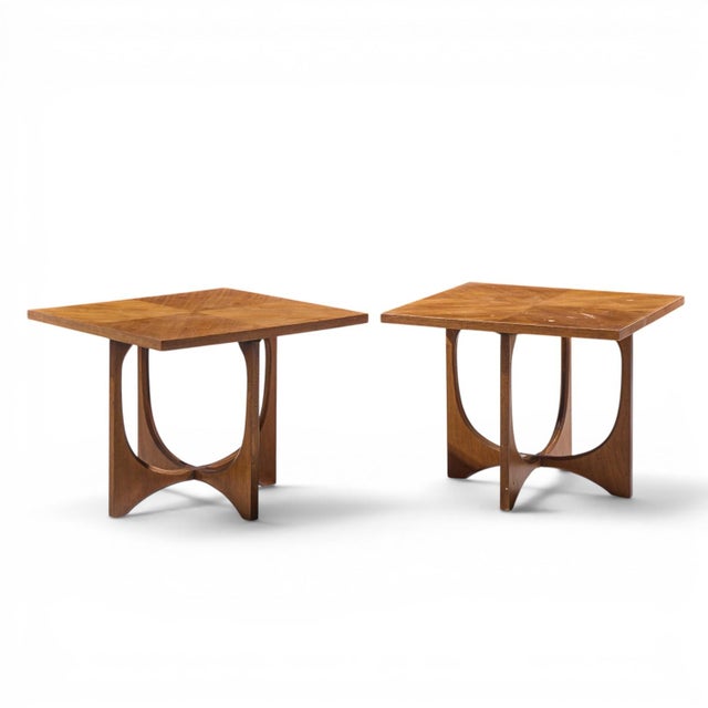 Mid-Century Modern Broyhill Brasilia Mid Century Walnut Side Tables - Pair For Sale - Image 3 of 11
