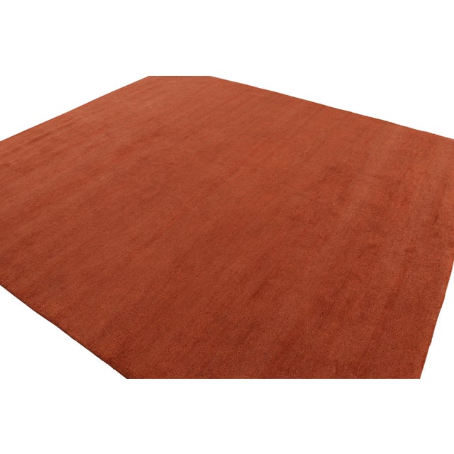 Rug & Kilim Rug & Kilim’s Custom Modern Textural Rug in Burnt Orange Tones For Sale - Image 4 of 7