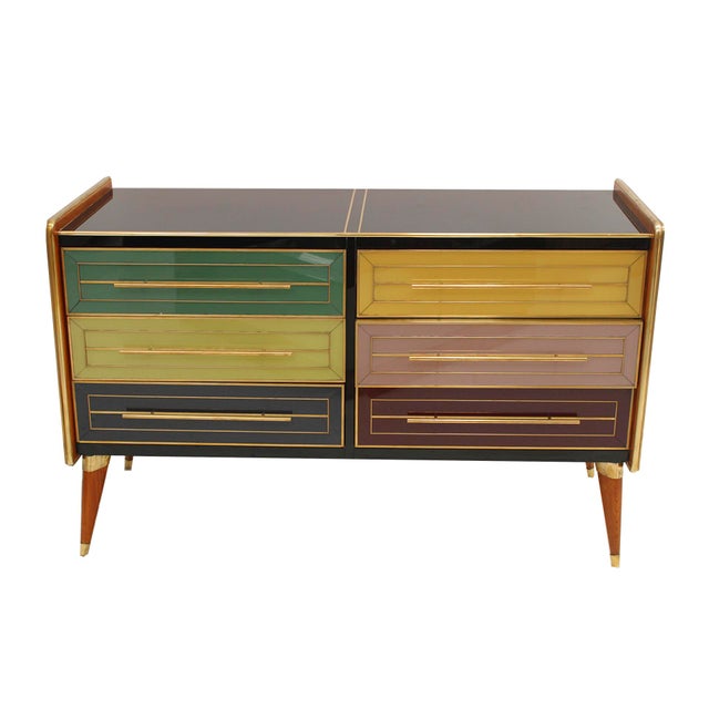 Italain Sideboard in Wood & Glass, 1950s For Sale - Image 6 of 6