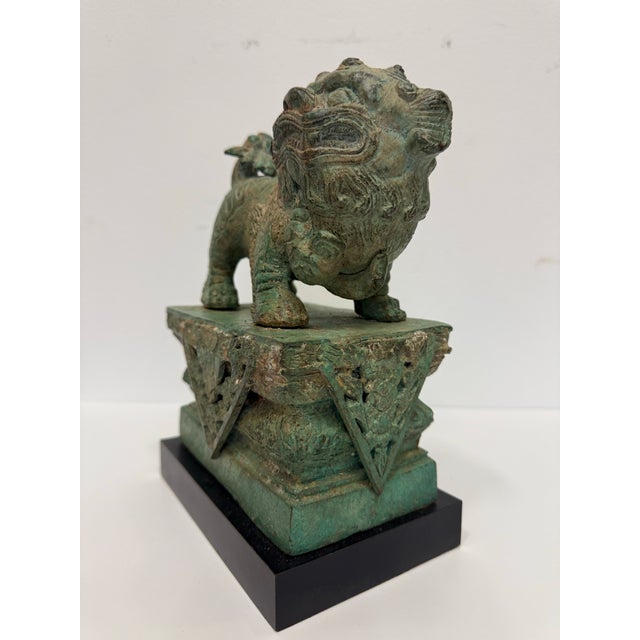 Vintage Impressive Bronze Foo Dog Sculptures - Pair For Sale - Image 9 of 10