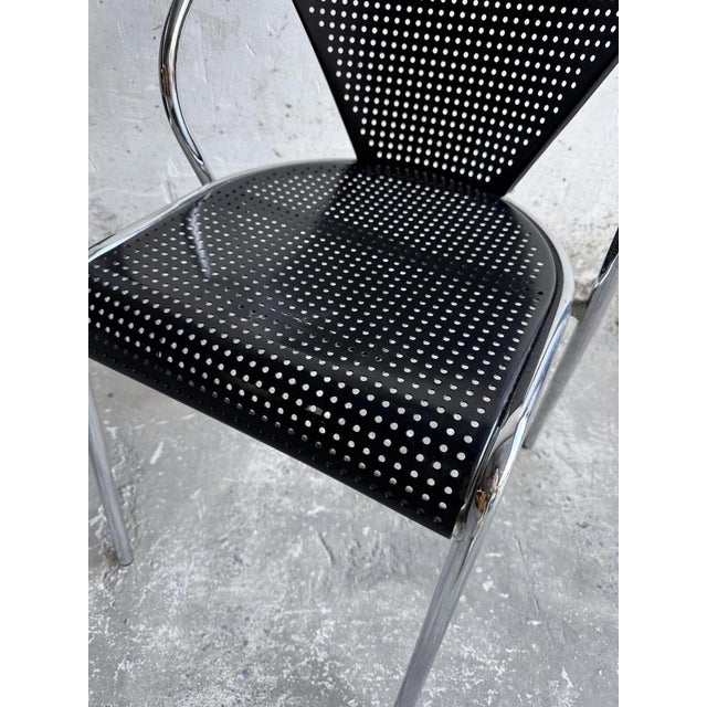 Set of Metal Office Chairs with Peforated Design For Sale - Image 3 of 8