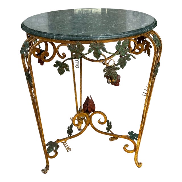 Charles Pollock for William Switzer Iron & Marble Italian Side Table For Sale