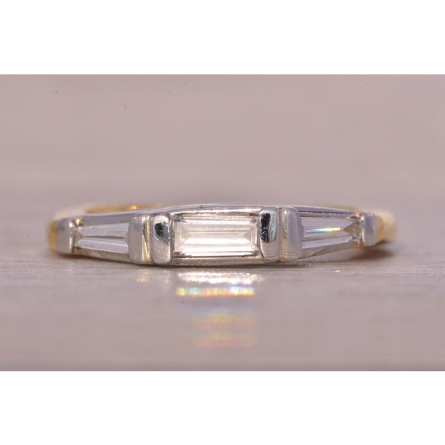 Silver The Skib: Triple Baguette Band in Platinum and Yellow Gold For Sale - Image 8 of 10