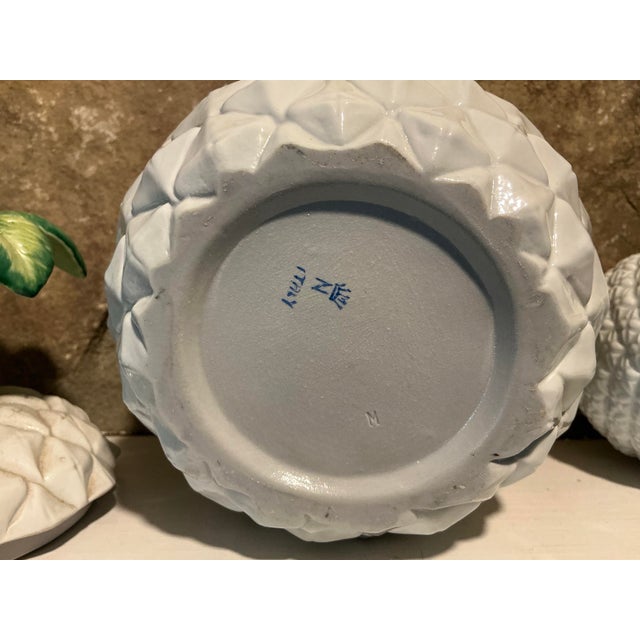 Mid 20th Century Hollywood Regency Palm Beach Inspired Italian Ceramic Pineapple Form Pottery Jars / Cachepots - Pair For Sale - Image 5 of 8