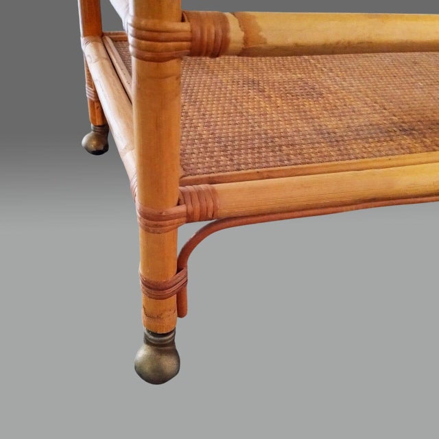Vintage Bar Cart in Bamboo and Rattan, 1960s For Sale - Image 9 of 10