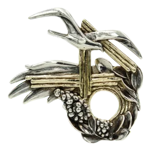 Large Judaica Israel 40th Anniversary Gilt Sterling Silver Dove Brooch 1988