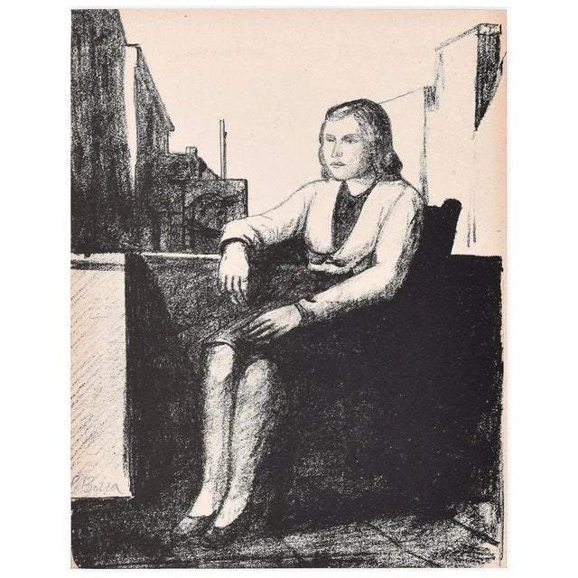Sitting Woman - Original Lithograph by P. Borra - 1950s 1950s For Sale - Image 3 of 3
