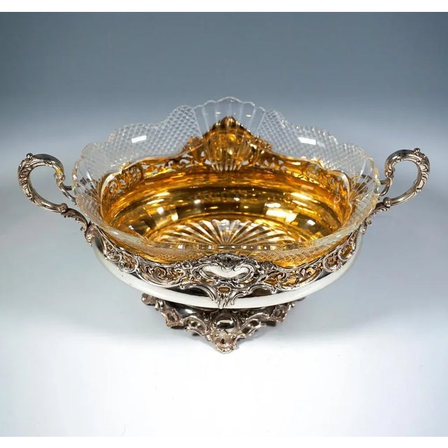 Rococo Silver Jardiniere with Cut Glass Insert from Wilkens & Sons., Germany, 1894 For Sale - Image 3 of 8