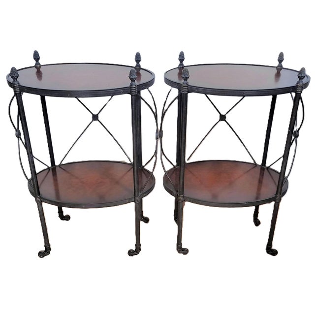 Theodore Alexander Pair of Vintage Oval Gueridon Theodore Alexander Side End Tables For Sale - Image 4 of 17