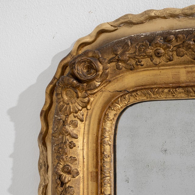 French 19th Century France Louis XV Gold Wood Mirror For Sale - Image 3 of 8
