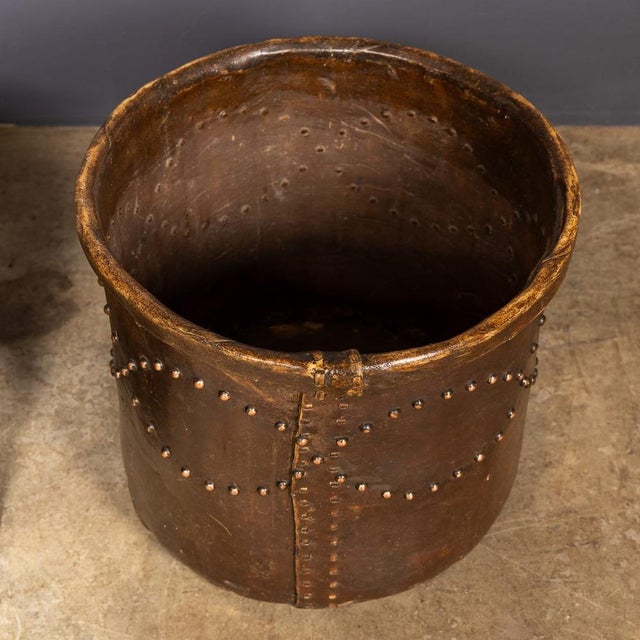Antique Edwardian Vellum Clad Metal Lined Log Bucket, 1910 For Sale - Image 9 of 17