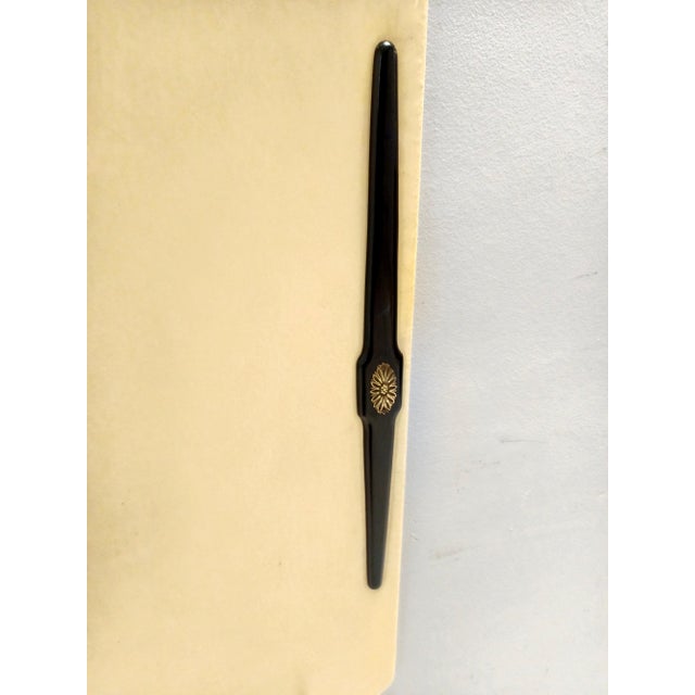 Vintage Ebonized Beech, Brass, Skai and Glass Coat Rack, Italy, 1950s For Sale - Image 9 of 12