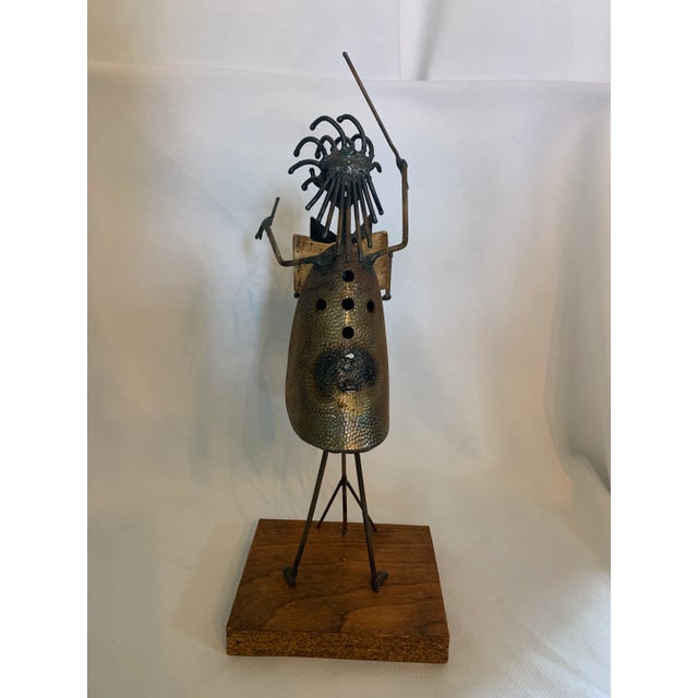 Brutalist Vintage "Maestro, Please!" Brutalist Formed Wire & Sheet Metal Sculpture For Sale - Image 3 of 13